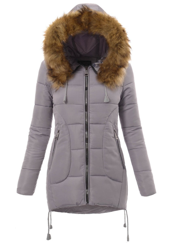 Damska Zimowa Ortalionowa Kurtka Pamela Szara