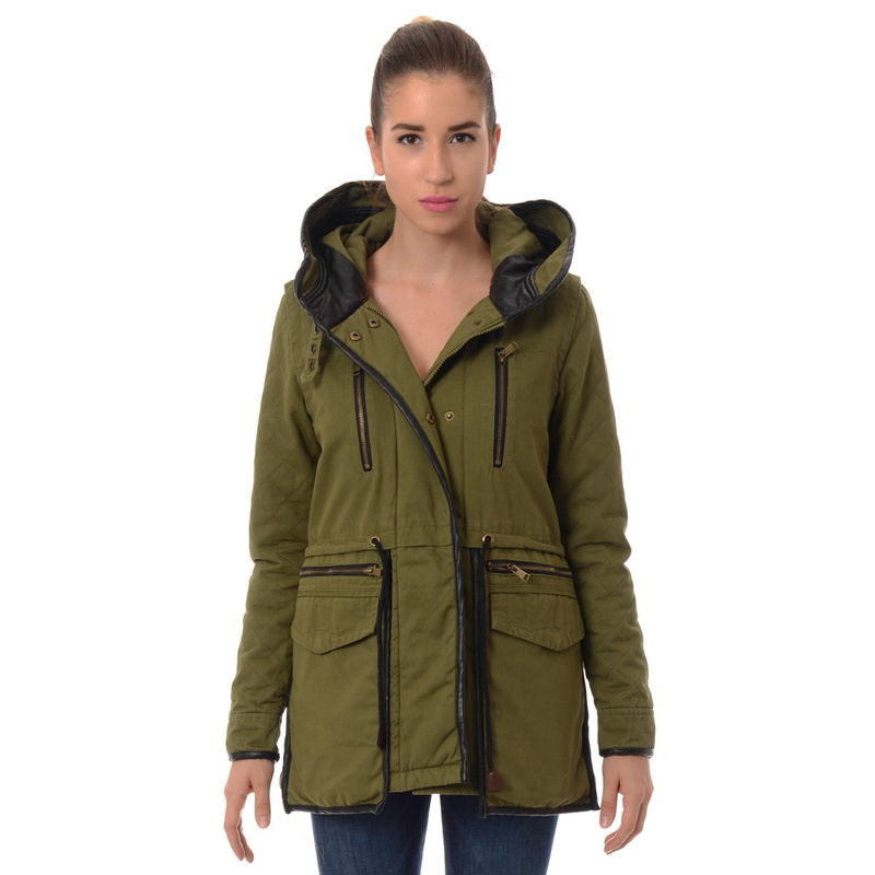 Damska Zimowa Kurtka Parka Zielona