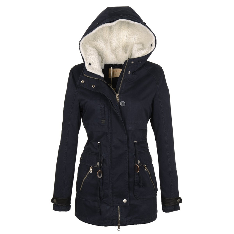 Damska Kurtka Parka Zimowa 2w1 Granatowa (489)