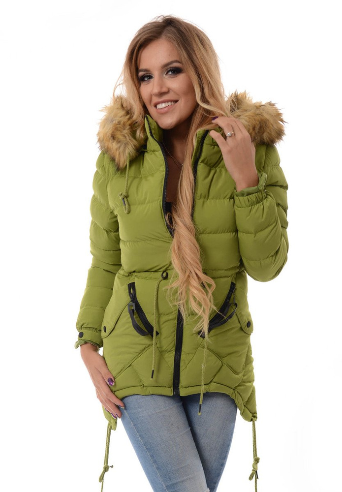 Damska Zimowa Kurtka Ortalionowa Jasno Zielona