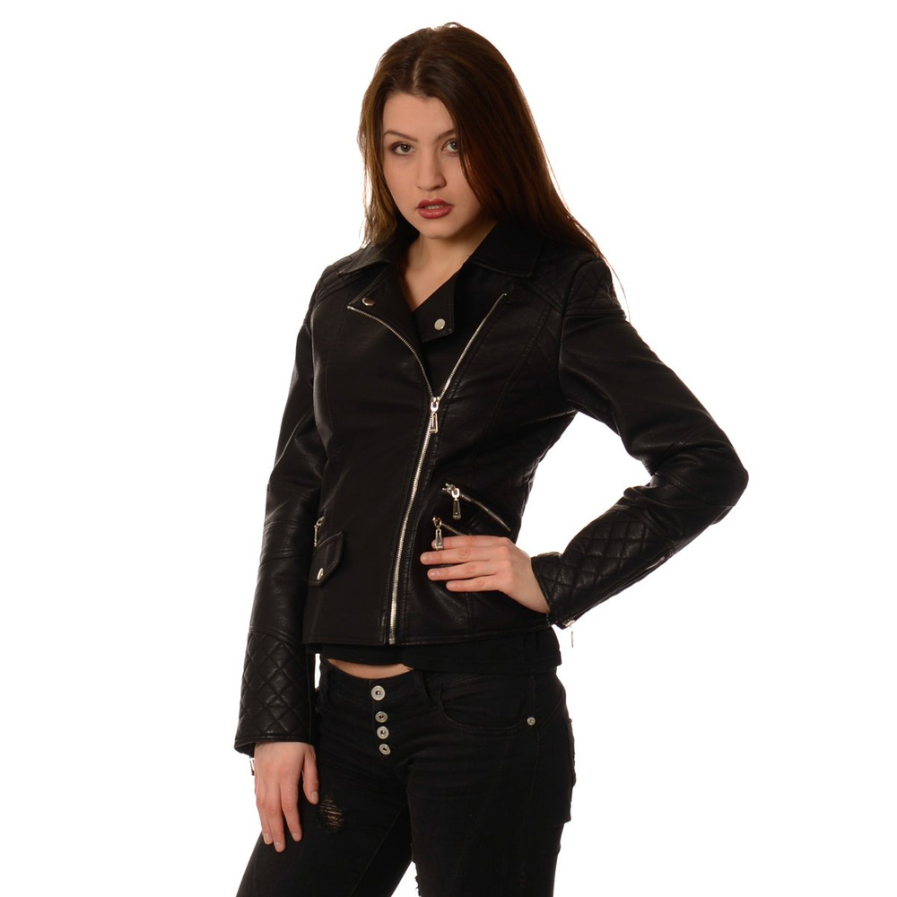 Motocyklowa Damska Kurtka Ramoneska Andrea Czarna