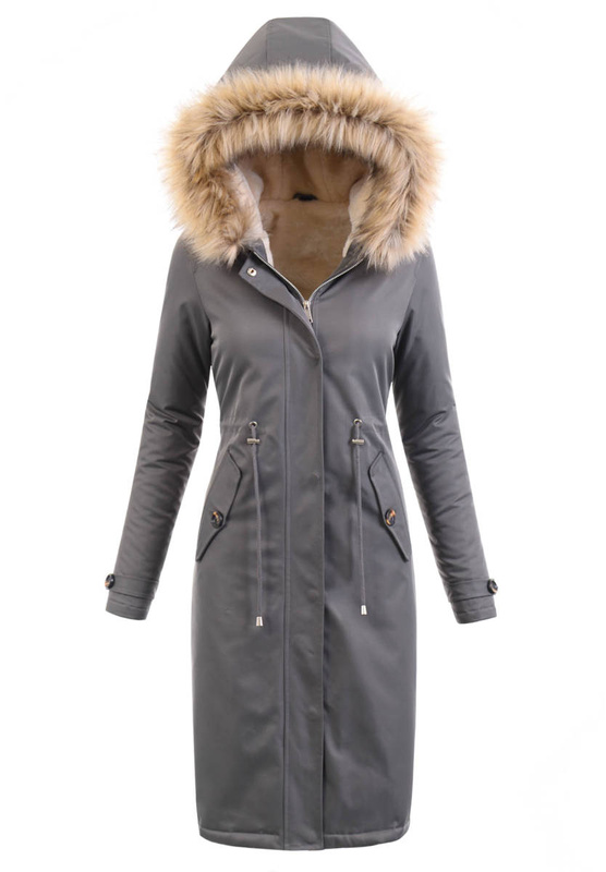 Damska Kurtka Parka Zimowa Selena Szara