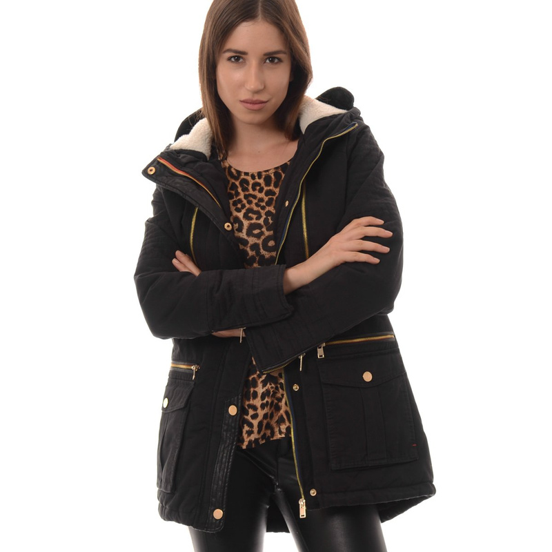 Damska Kurtka Parka Zimowa Czarna