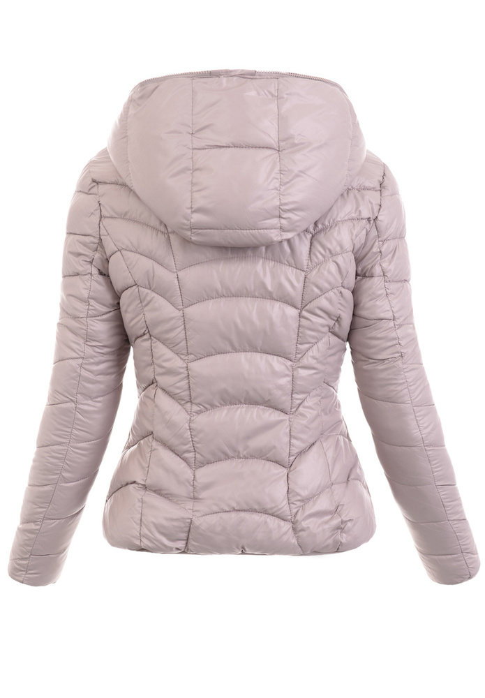 Damska Kurtka Zimowa Ortalionowa Ksenia Beżowa z Czarnym Futerkiem