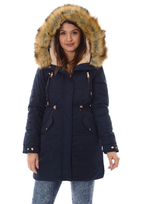 Damska Zimowa Kurtka Parka Granatowa
