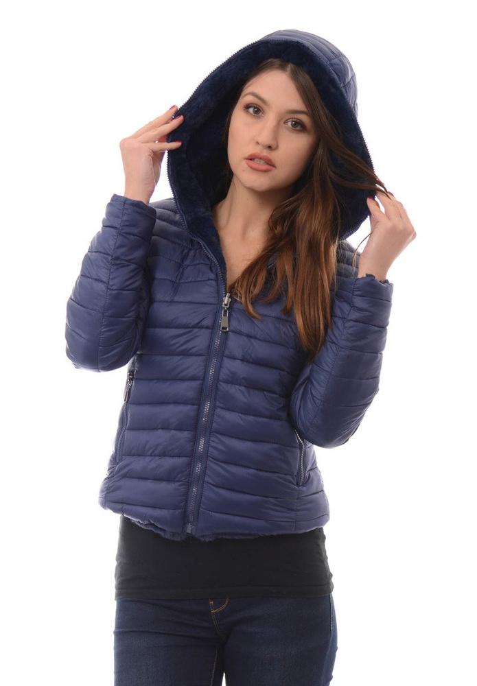 Damska Zimowa Kurtka Ortalionowa Granatowa