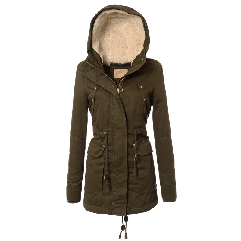 Damska Kurtka Parka Zimowa Futro Carla Zielona