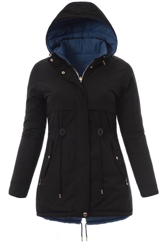 Damska Kurtka Parka Zimowa Dwustronna Karen Czarna