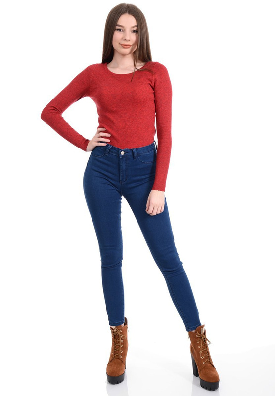 Damskie Spodnie Jeansowe Niebieskie