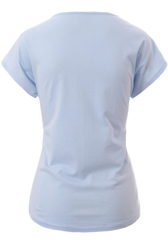 Damska Koszulka Krótki Rękaw T-Shirt Nadruk SKACZCIE DO GÓRY Błękitna