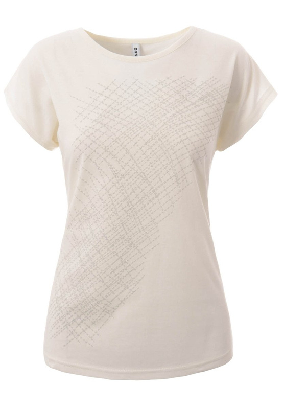 Damska Koszulka Krótki Rękaw T-Shirt Nadruk Brokatowa Kratka Ecru