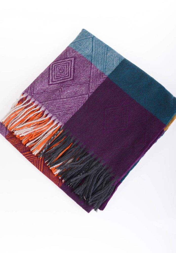 Damska Chusta Szal Fioletowo- Zielona