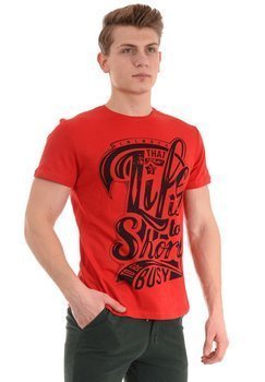 Męska Koszulka T-Shirt Nadruk Czerwona