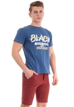 Męska Koszulka T-Shirt Nadruk Niebieska
