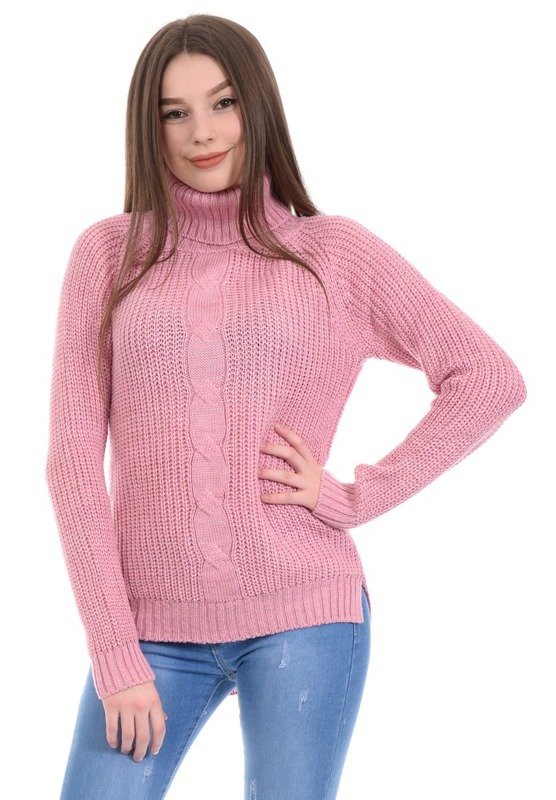 Damski Sweter Golf Różowy