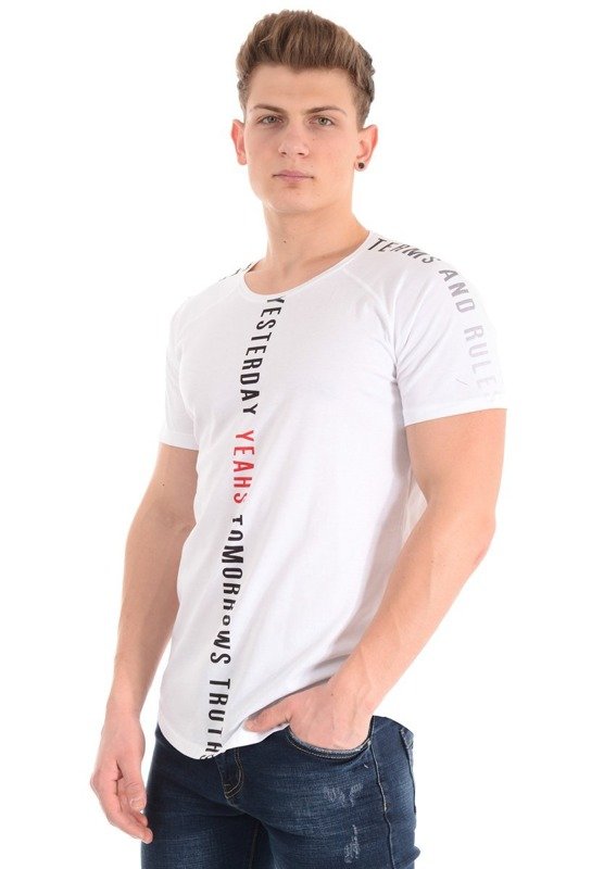 Męska Koszulka T-Shirt Nadruk Biały