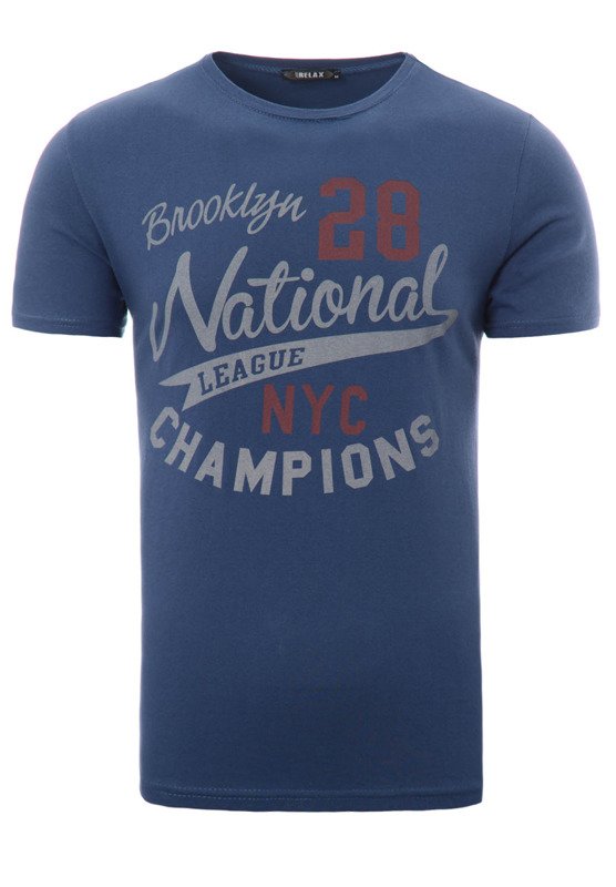 Męska Koszulka T-Shirt Nadruk Champions Granatowy