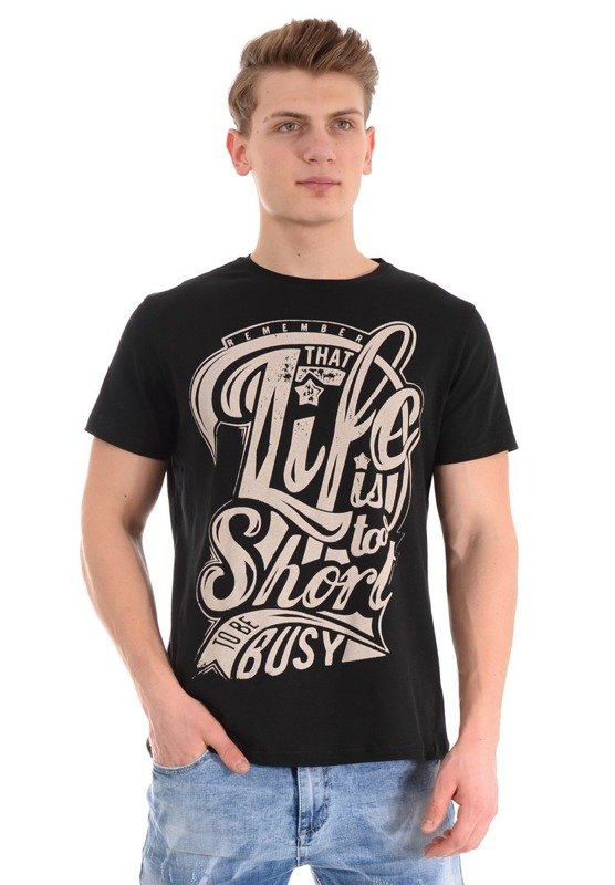 Męska Koszulka T-Shirt Nadruk Czarna