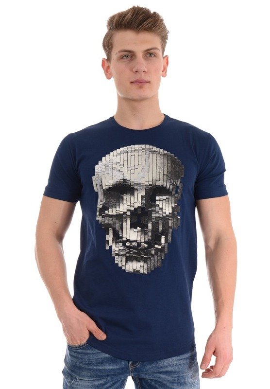 Męska Koszulka T-Shirt Nadruk Granatowa