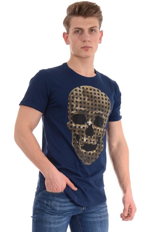 Męska Koszulka T-Shirt Nadruk Granatowa