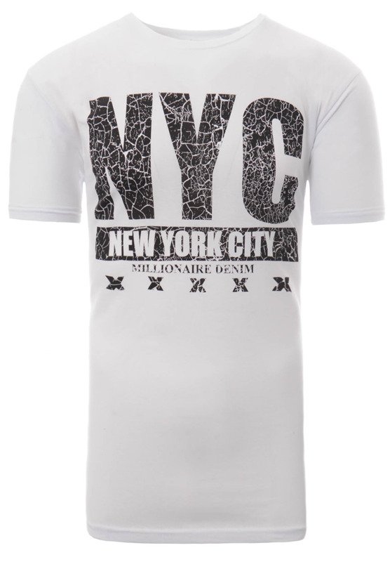 Męska Koszulka T-Shirt Nadruk NYC Biała