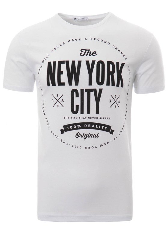 Męska Koszulka T-Shirt Nadruk New York City Biała