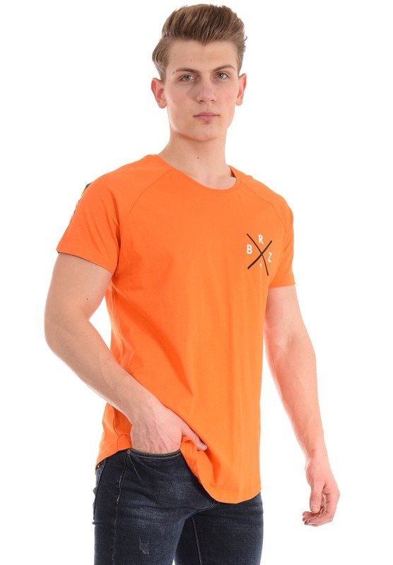 Męska Koszulka T-Shirt Nadruk Pomarańczowa