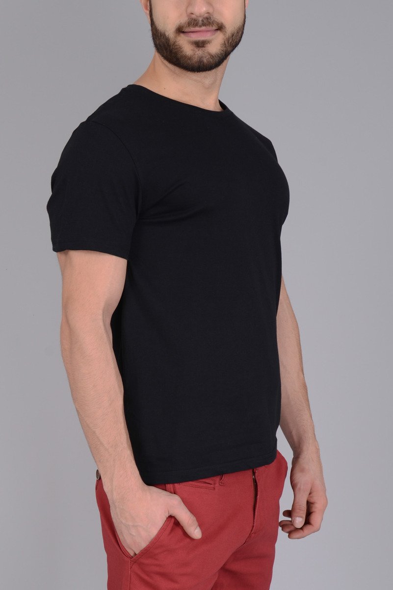 Męska Koszulka T-shirt Basic Gładka Czarna